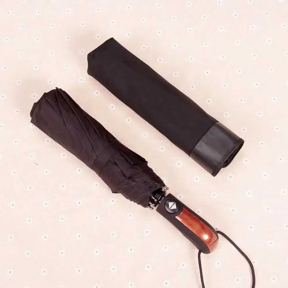 Sturdy 10 Rib Windproof Auto Open Business Umbrella Durable Black Promotional Parasol Large Coverage Rain Protection Custom C251117