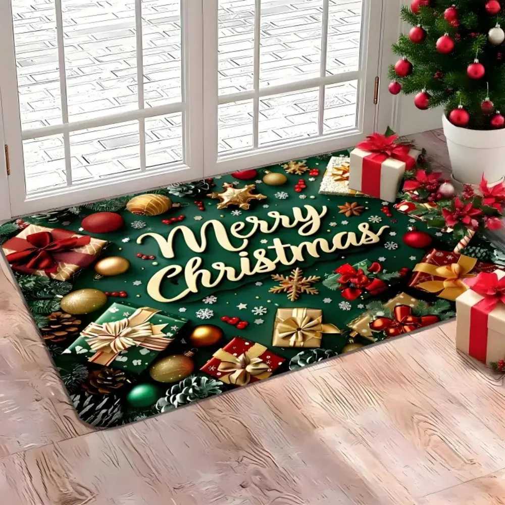 1pc Merry Christmas Word Christmas Gift Pattern Home Entrance Doormat for Porch Kitchen Bathroom Bedroom and Entrance DecorM251117