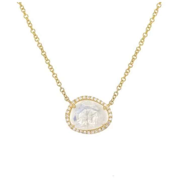 Beautiful Bohemian Natural Stone Jewelry Pure Sier Women's Moonstone Necklace LYN0847