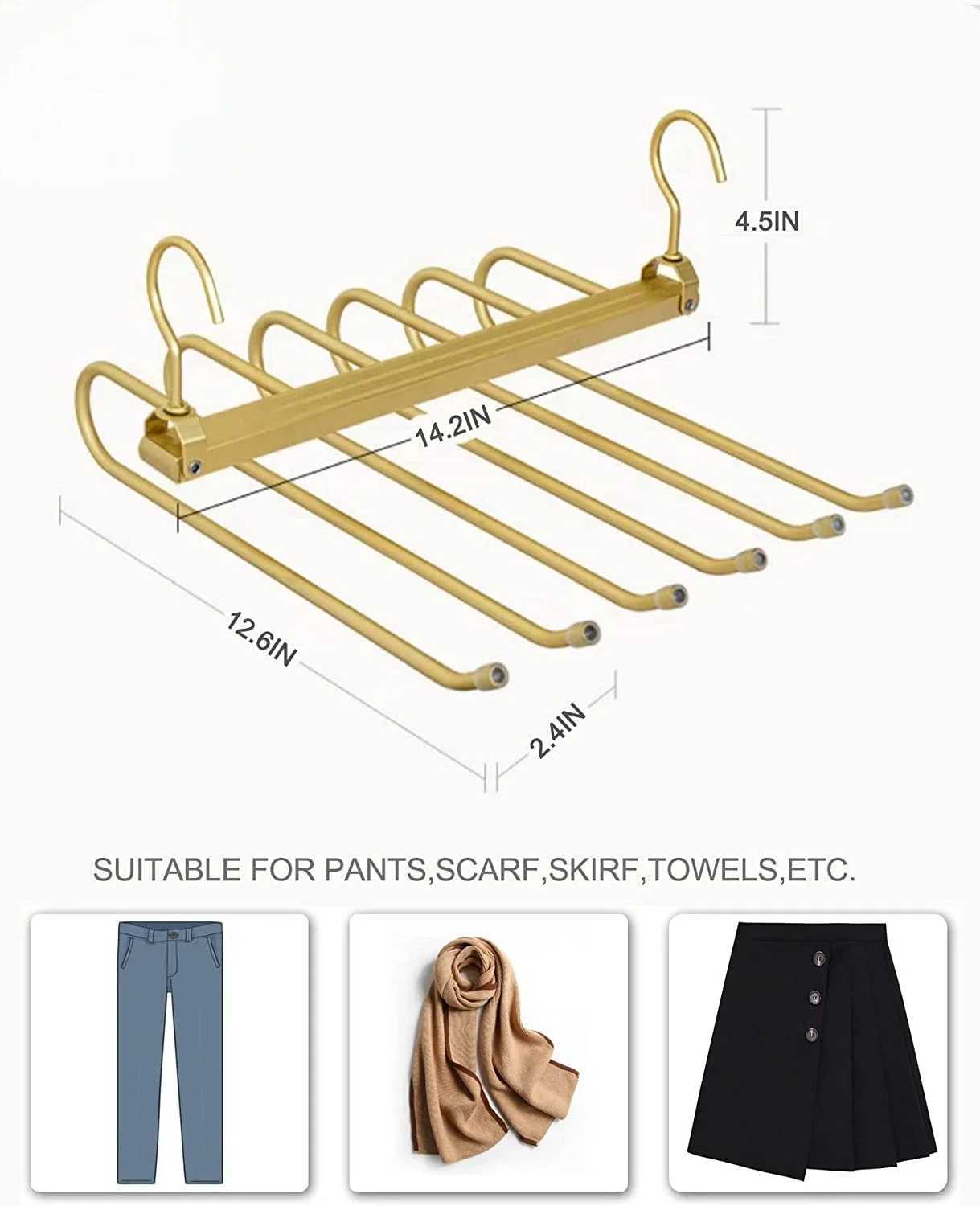 6 Layers Aluminum Pants HangersSpace Saving Jeans Scarf OrganizerMulti-Functional Closet Heavy Rack for Slacks Skirt Trousers C251117