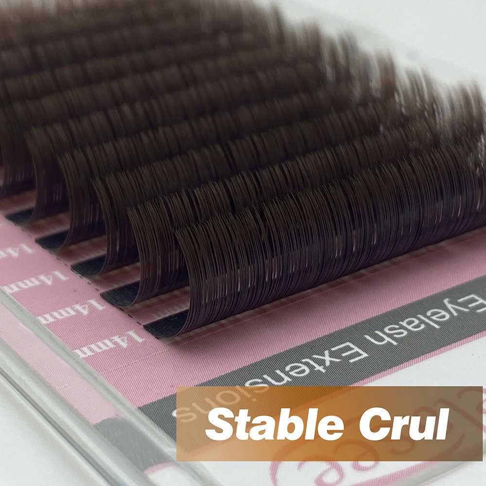 Qeelasee Ellipse Flat Eyelash Brown Color Soft Gentle Natural Eyelash Extension Maquillaje Makeup Faux Mink Flat Shape LashesT251117