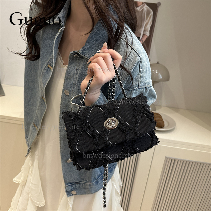 Guguo Designer Likes Wide Tie Dye Women's Denim Single Shoulder Bag, Stylish And Versatile, Large Capacity Luxury Commuter Crossbody Bag, Metal B