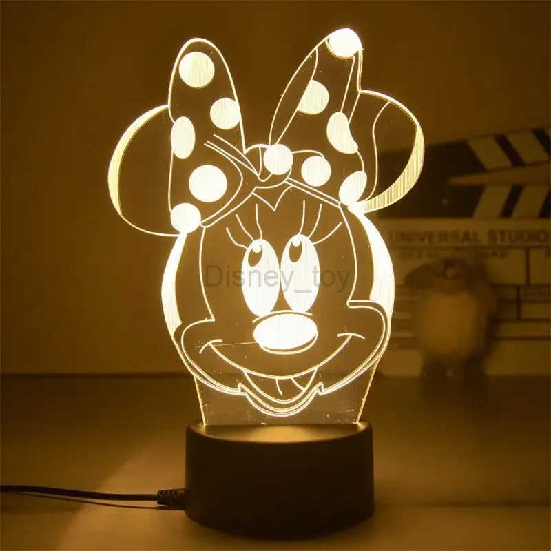 Disney Mickey Night Light 3D Minnie Mouse Visual LED animated character model cartoon desktop creative decoration bedroom bedside lamp Y2504017