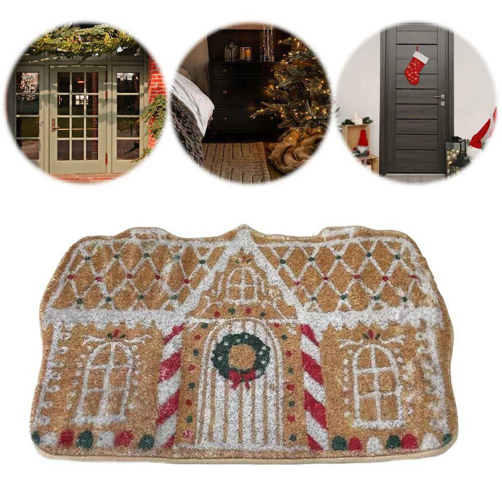 Christmas Gingerbread House Doormat 40x60cm Gingerbread House Welcome Mat Non-Slip Gingerbread House Carpet for Front DoorM251117