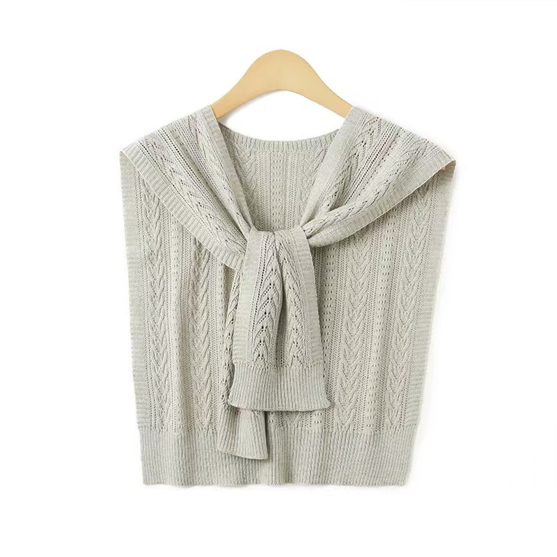 K408 Summer hollow small shawl wool knitted shoulder women's fashionable versatile thin knotted air conditioning shawl