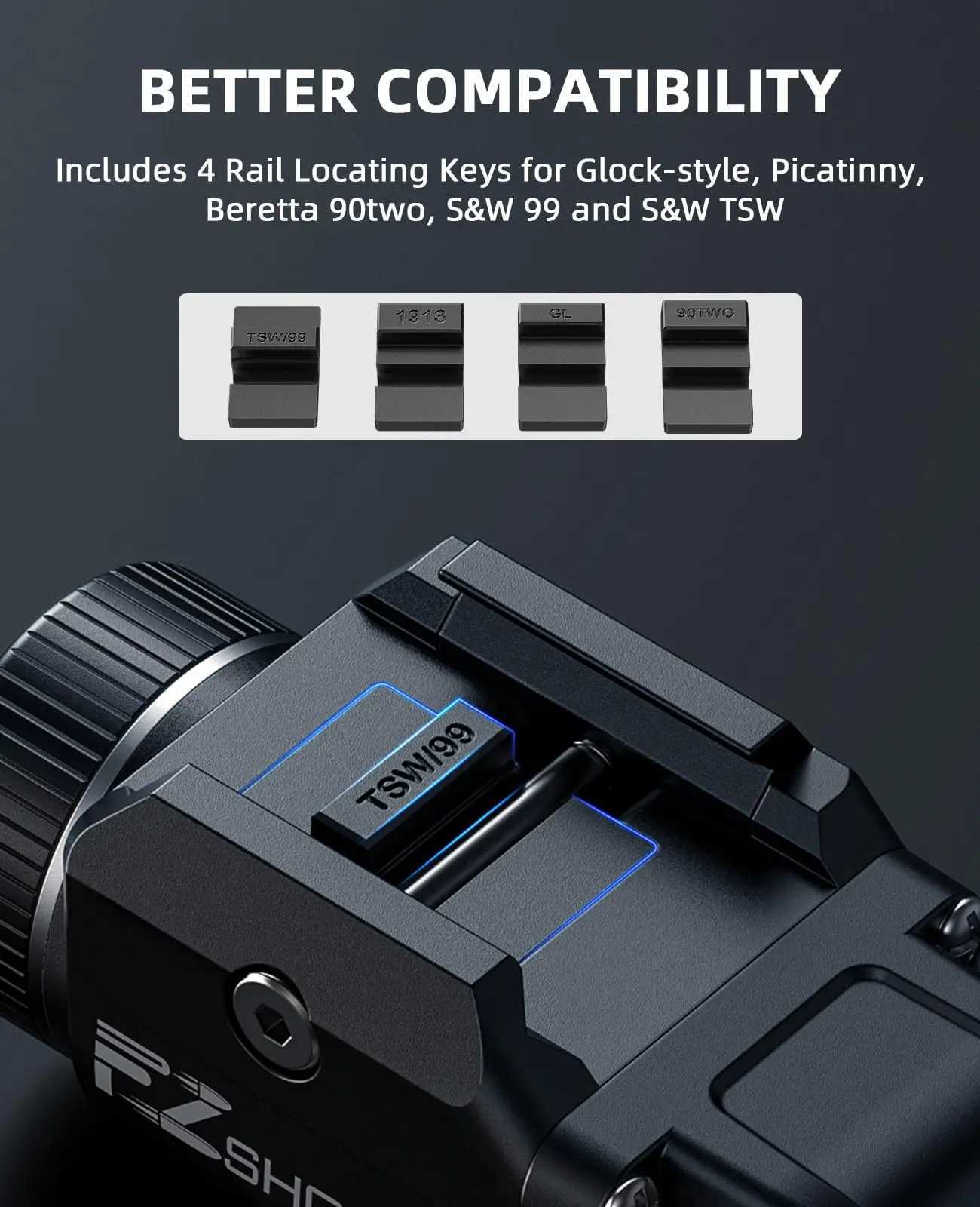 MIDTEN Pistol Tactical Flashlight 500 Lumens Rechargeable LED Light Compact with Strobe Mode for Handgun Picatinny and GL Rails M251117