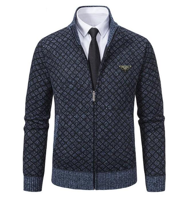 P688 luxury knitted jacket for men designer sweater plaid zipper fleece jackets man winter coat Men's Clothing