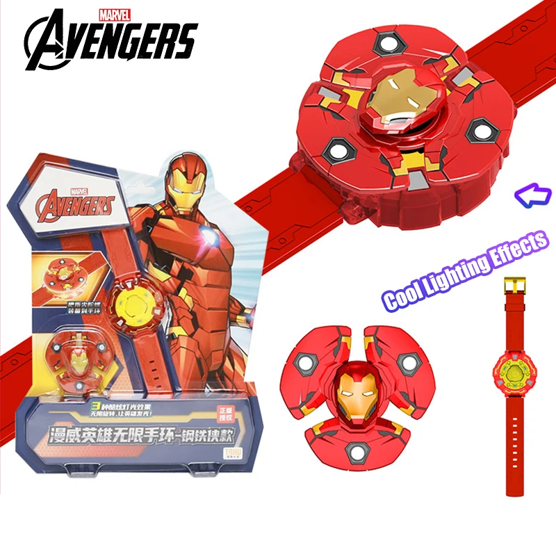 New Marvel Avengers Iron Man Style fidget spinner wristband Three kinds of glare Movie peripheral Toy Set Boy Birthday Gift
