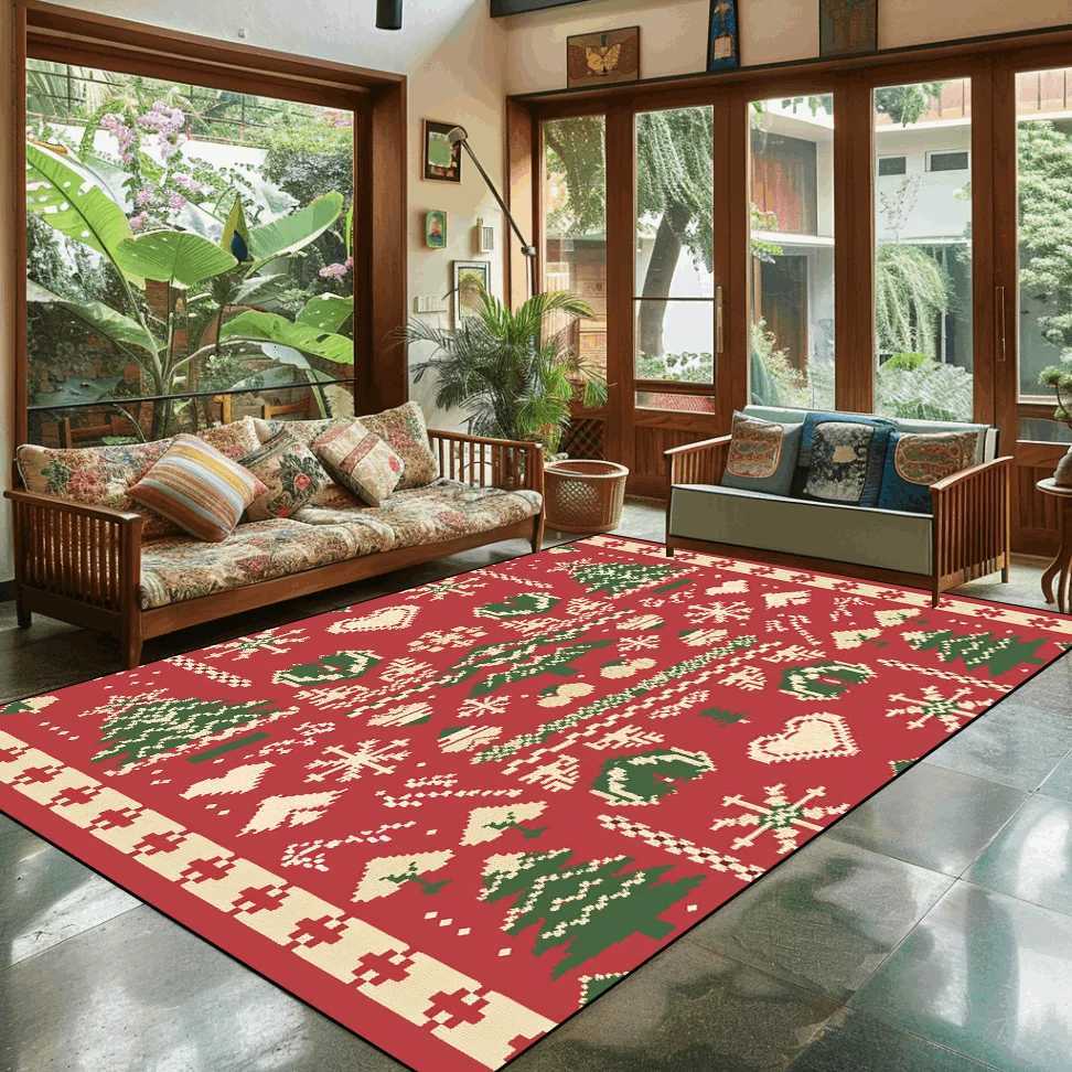 Popular Christmas Living Room Decoration Rug Large Area Anti-slip Mat Fluffy Children Rugs Cartoon Bedroom Decor Carpet New YearM251117