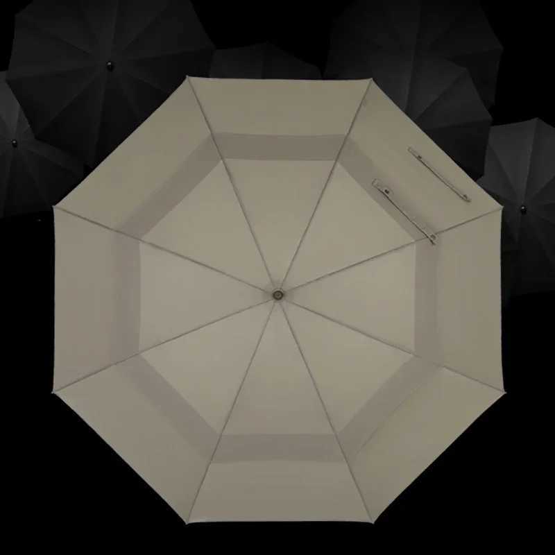 Wooden Handle Long Umbrella Big Strong Windproof Black Umbrellas Double Layer Men Business Rain Umbrella 8K Male Paraguas C251117