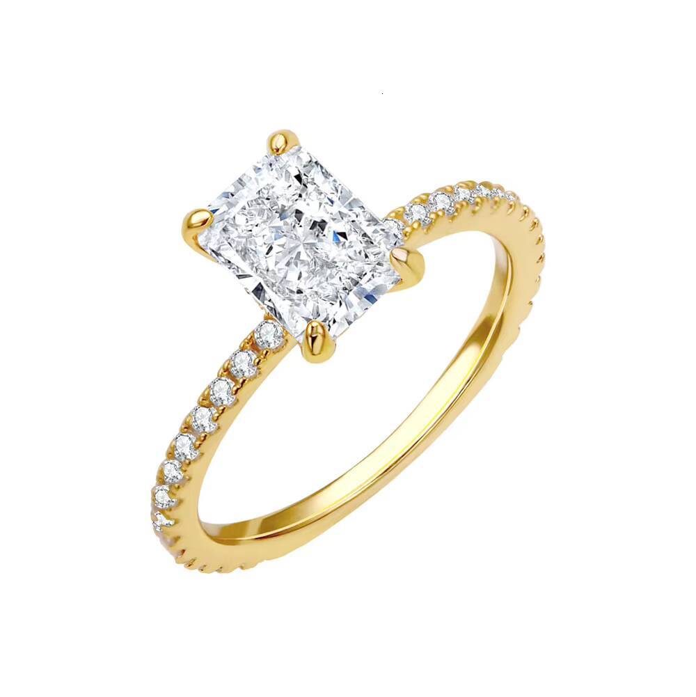 High Quality Ice Cut 925 Sterling Silver Rhodium Plated Eternity Engagement Rings Zirconia for Gift