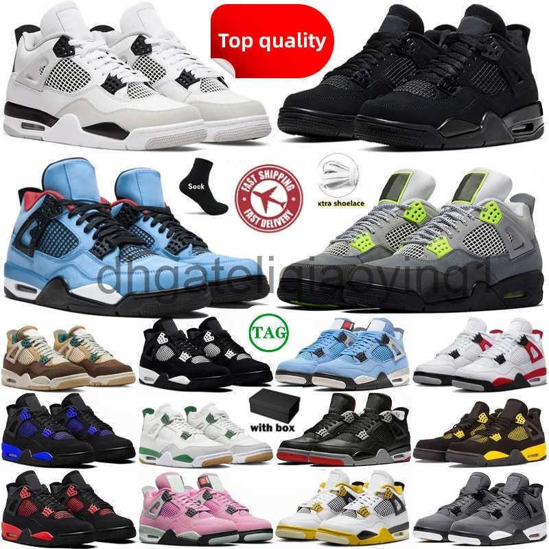 4s Black Cat Basketball Shoes Red Thunder 4 Cement Pine Green Midnight Navy Military Canvas Oreo Olive Bred Frozen Moments Pure Money Canvas University Blue With box