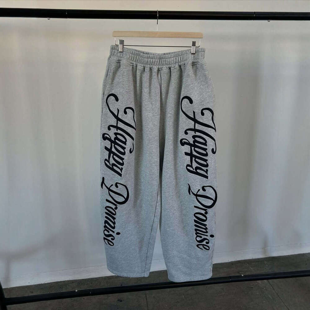 2025 Summer American Retro Pocket Casual Straight Long Letter Print Fashion Hip Hop Loose Pants