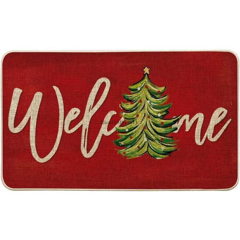 Christmas Welcome Doormat Winter Home Decor Low-Profile Switch Rug Door Mat Floor Mat for Indoor OutdoorM251117