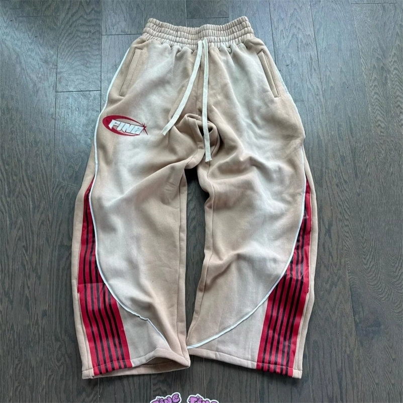 Y2K Fashion Striped Casual Pants Men and Women Retro Harajuku Baggy Straight Pants High Waist Loose Hip Hop Sweatpant Streetwear 250415