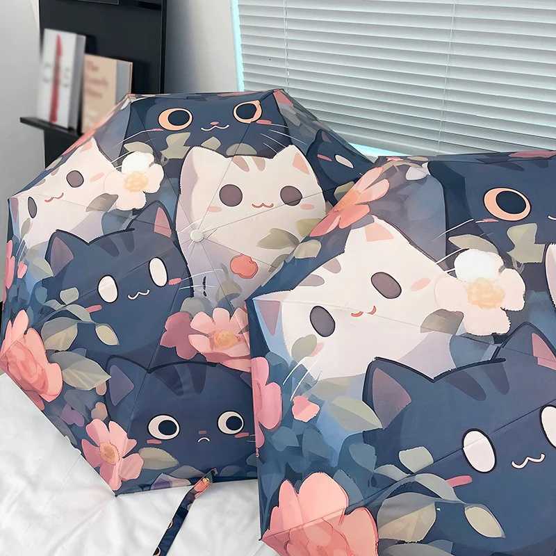 Cute Cat Folding Umbrella Sun and Rain Protection Dual-use Umbrella UV Protection Portable Sun Umbrella Automatic Umbrella C251117