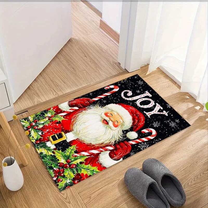 Christmas Joy Santa Claus Printed Area Rug - Polyester Plush Holiday Decor Carpet for Entryway Living Room Bedroom - DurableM251117