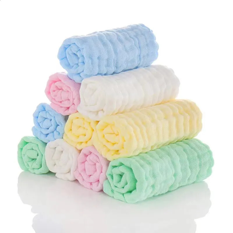 5 pieces of 30x30cm cotton soft baby towels face handle for bathroom feeding washing cloth wiping Burp 250414z