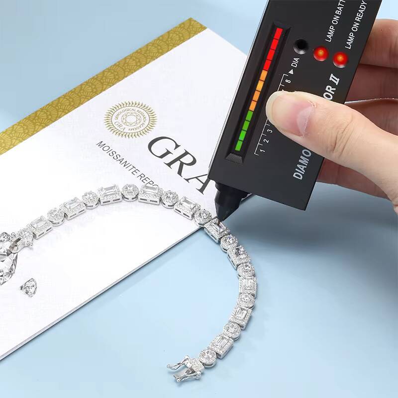 New Style Men Fine Jewelry 7mm Fancy Shape VVS Moissanite Diamond Silver 925 Iced Out Baguette Tennis Link Chain Necklaces