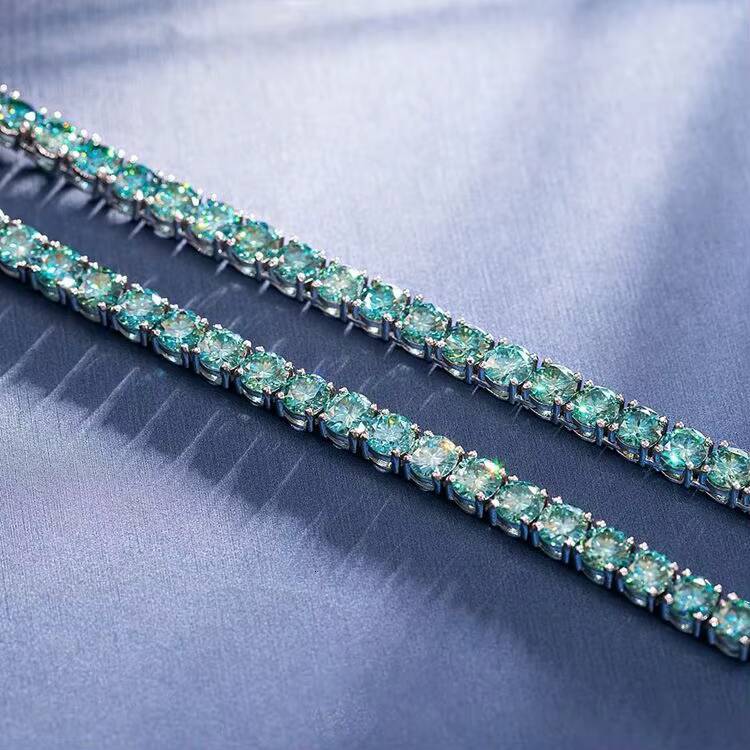 AAA Gems Unique Design Hip Hop 5mm 4mm Sterling Silver VVS Moissanite Tennis Chains Moissanite 925 With GRA