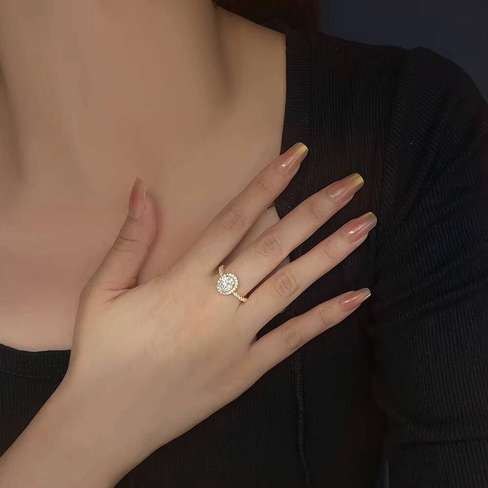 Classic Oval Moissanite Engagement Ring 925 Sterling Silver VVS Vintage Moissanite Engagement Ring Oval Cut Rings for Women