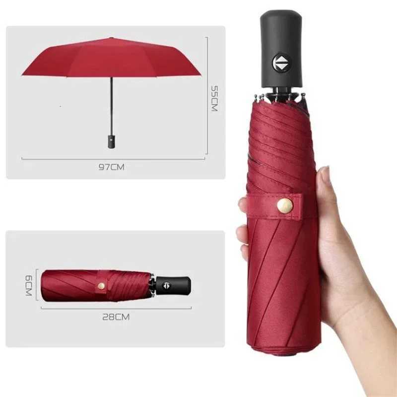 Automatic Folding Umbrella for Men and Women Windproof Three-Fold Travel Umbrella for Sun and Rain Compact Business Parasol C251117