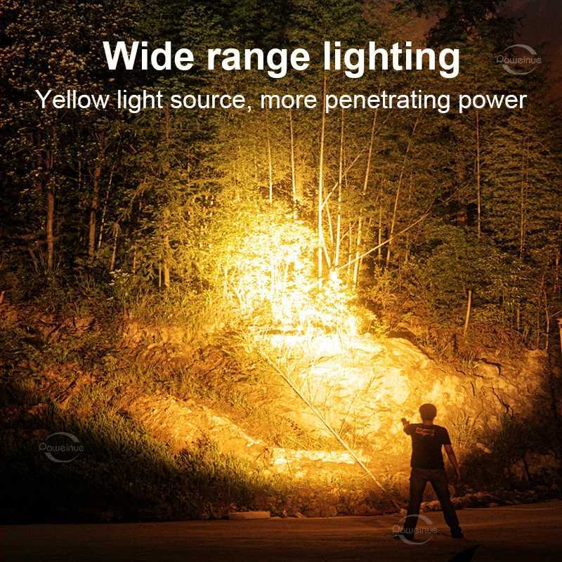 XHP190 Underwater Lantern Yellow Light 3 Modes Professional Diving Flashlight IPX8 Waterproof Underwater Searchlight Scuba Lamp M251117