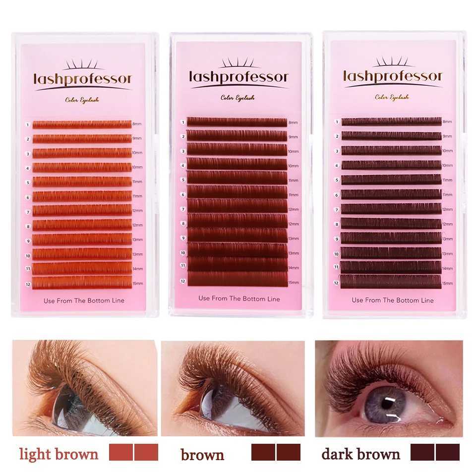 Lashprofessor Dark Brown Eyelash Extensions Brown Eyelashes Soft High Quality Individual Lashes Natural Colorful False EyelashesT251117