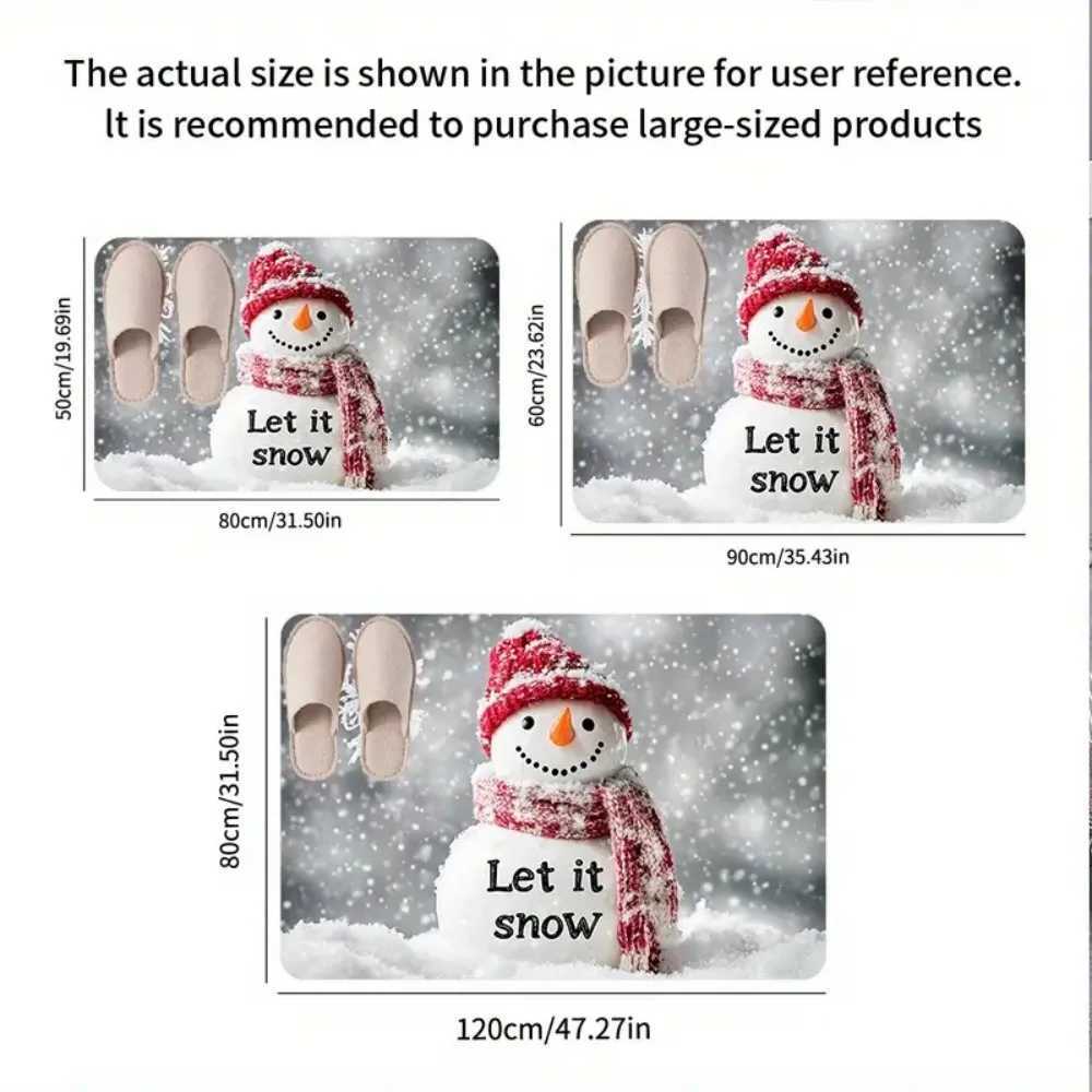 VIKAMA 1 PC Christmas Snowman Winter Entrance Non-Slip Rug Doormat Bedroom Kitchen Bathroom Floor Mat Christmas DecorationsM251117