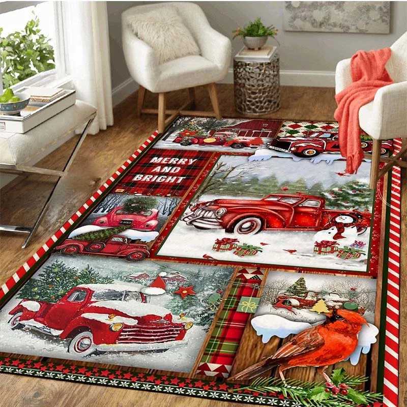 Christmas Santa Claus Carpet for Living Room Decor Hallway Balcony Long Carpet Sofa Table Large Area Rugs Anti-slip Bedroom MatM251117