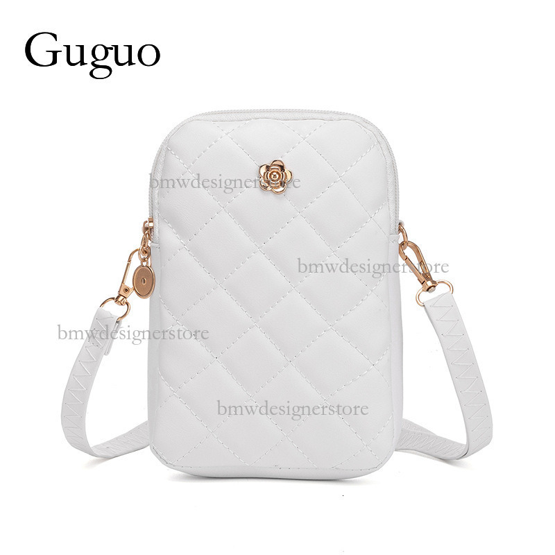 Guguo Womens Crossbody Phone - Korean Style Mini Handbag with Zipper, Diamond Grid Design, Single Shoulder Versatile Bag Z260124