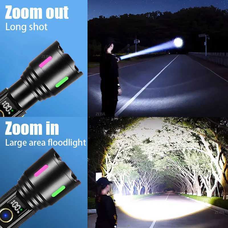1500000LM Most Powerful Flashlight 500W LED Rechargeable Lamp Long Range Tactical Lantern Strong Light Outdoor Camping Lamp M251117
