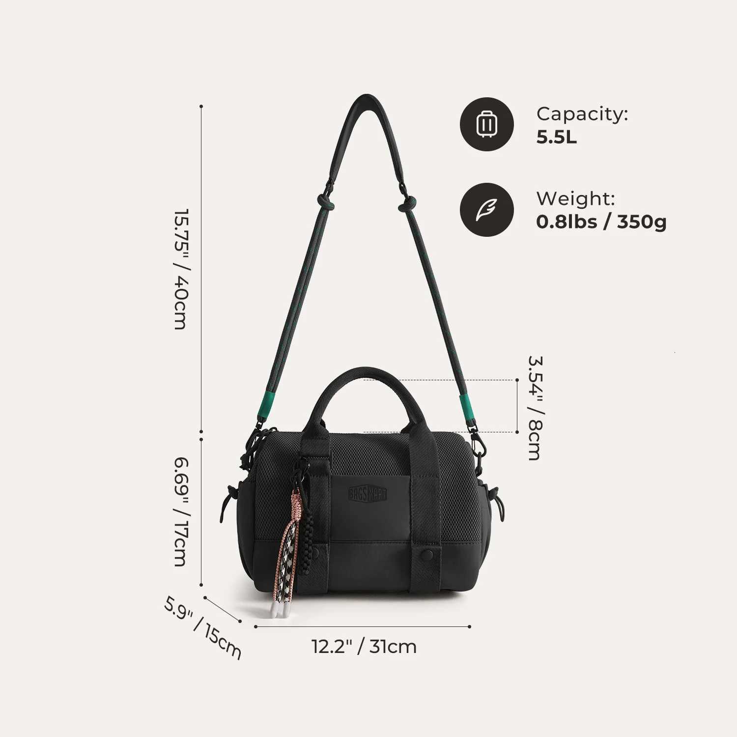 BAGSMART Boston Bag for Women Mini Duffel Shoulder Crossbody Bag Waterproof with Wet Pocket Gym Travel Daily Beach WeekenderW251115