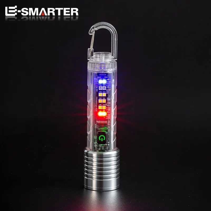 Portable Strong LED EDC Flashlight Mini Keychain Rechargeable Zoom Torch Long Range Outdoor Camping Lantern With Magnetic M251117