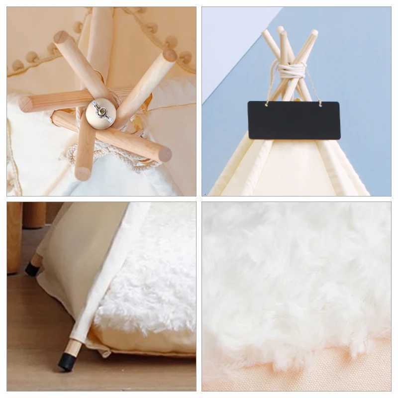 Dog/Cat Teepee Pets Tent Portable Dog Tent Bed With Plush Cushion Soft Kennels Play House Removable and Washable Puppy TeepeeM251117