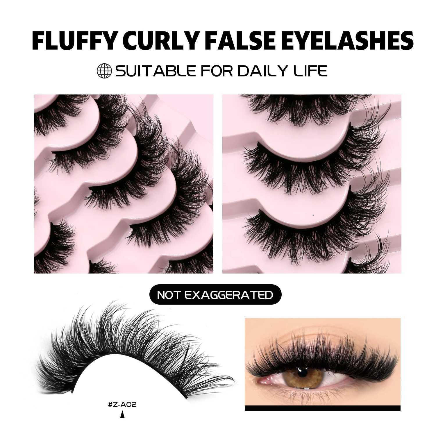 GROINNEYA 3D Mink Lashes Cat Eyelashes Fluffy Wispy Volume Lashes Natural Feathery Effect Lightweight Flexible Band Fake LashesT251117