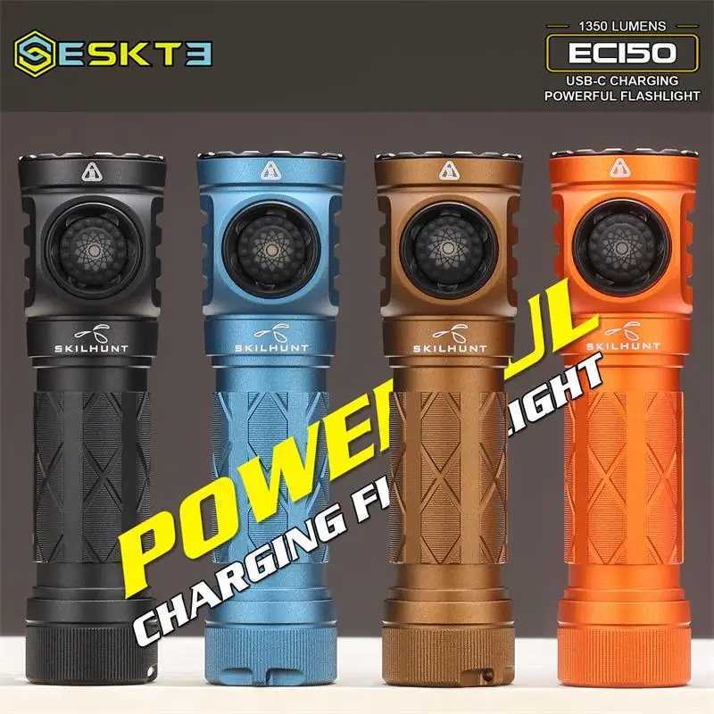 Skilhunt EC150 AA 14500 USB-C Rechargeable LED Flashlight 1350 Lumens Mini Torch M251117