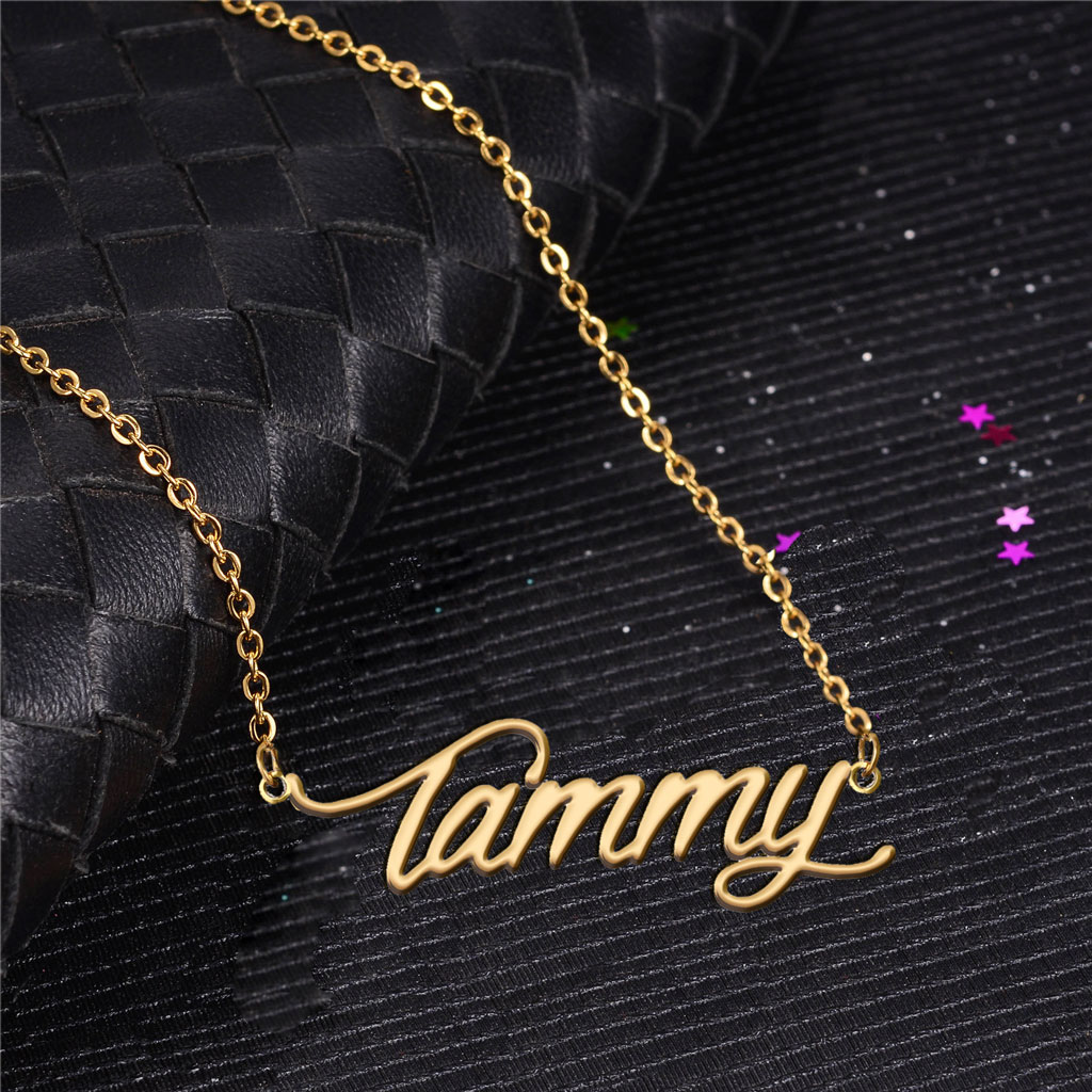 Tammy Personalized Name Necklace for Women Stainless Steel Nameplate Necklaces - 18K Gold Plated Minimalist Jewelry Gift for Her