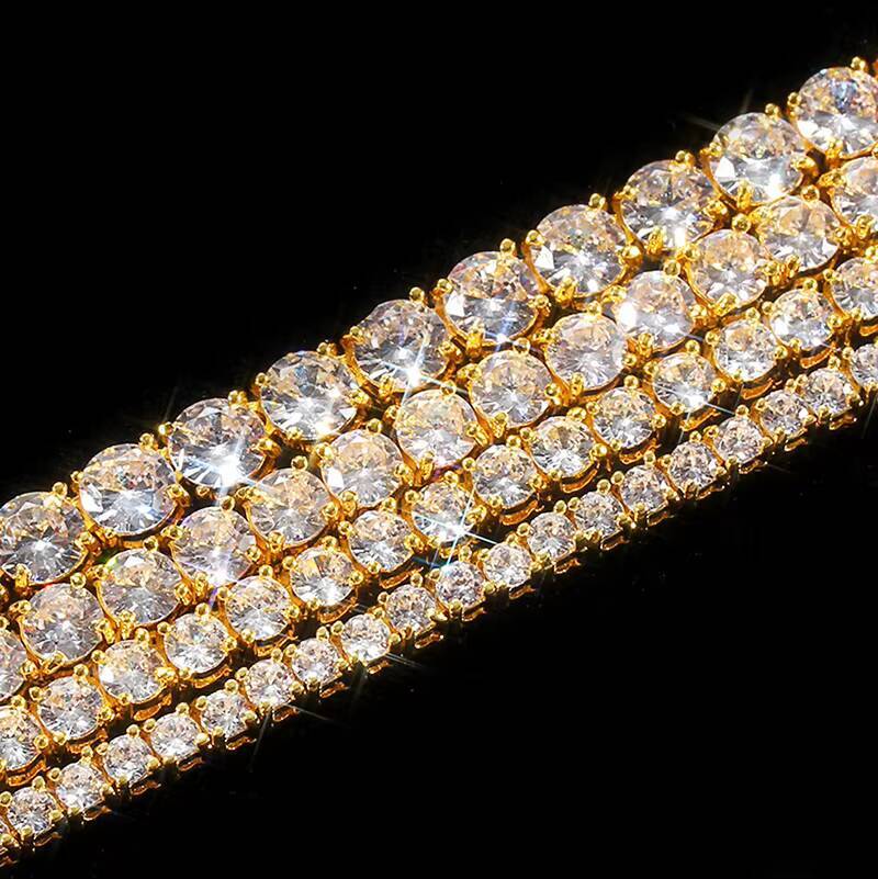 Moissanite Gold Plated Hip Hop Diamond CZ Tennis Bracelets Cubic Zirconia Women Tennis Bracelets
