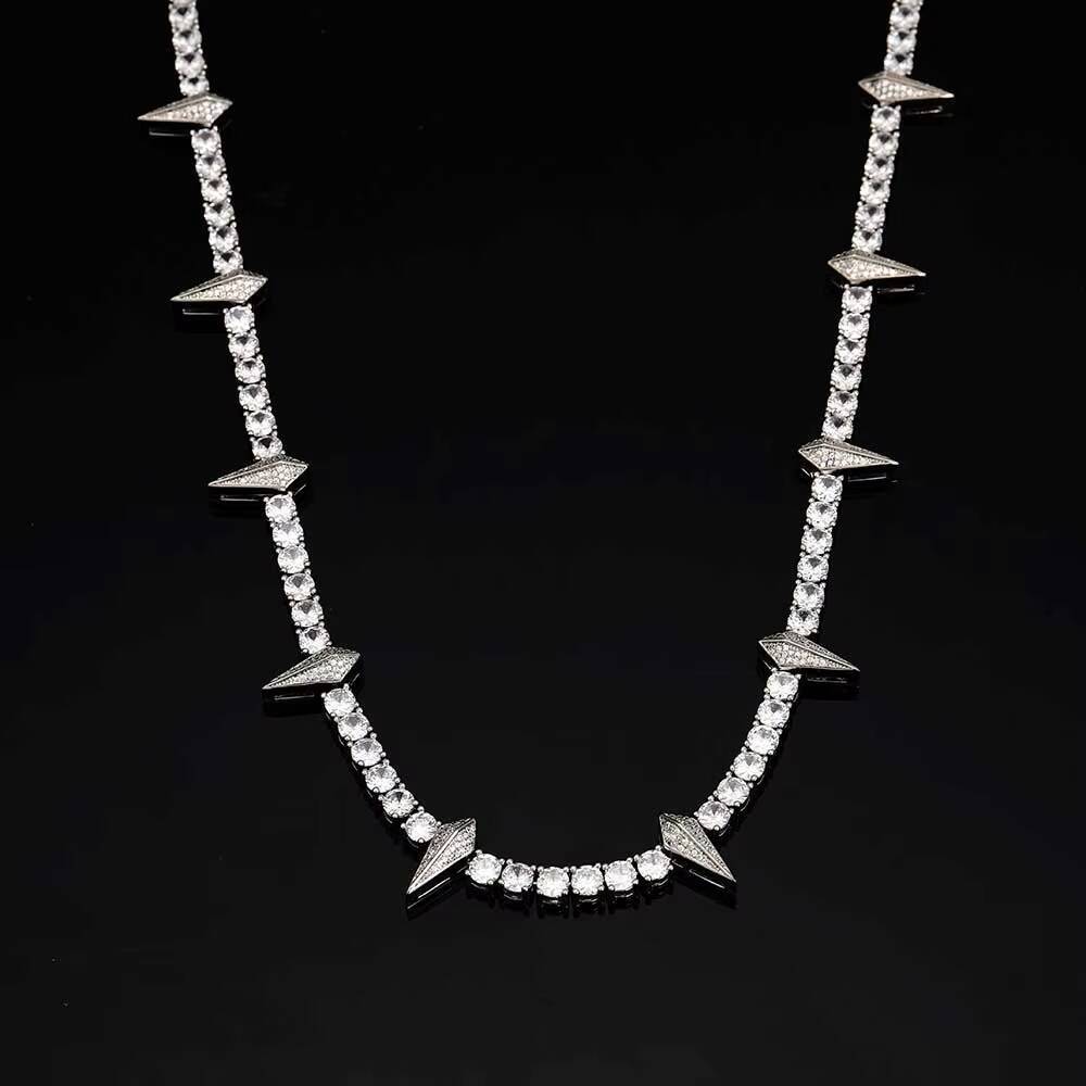 Moissanite HipHop Jewelry Iced Out Tennis Choker White Gold Plated Micro Pave Diamond 5mm Black Panther Tennis Necklace for Men Women