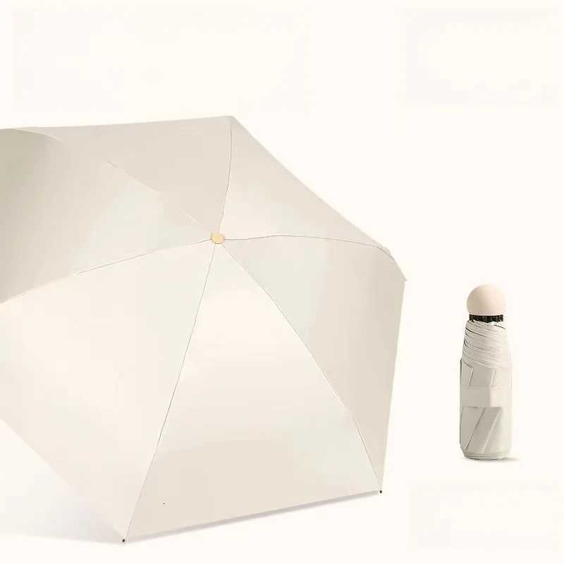 Folding Travel Umbrella 6 Ribs Lightweight Compact Pocket Umbrella Windproof Rainproof with Capsule Storage for Daily Life C251117