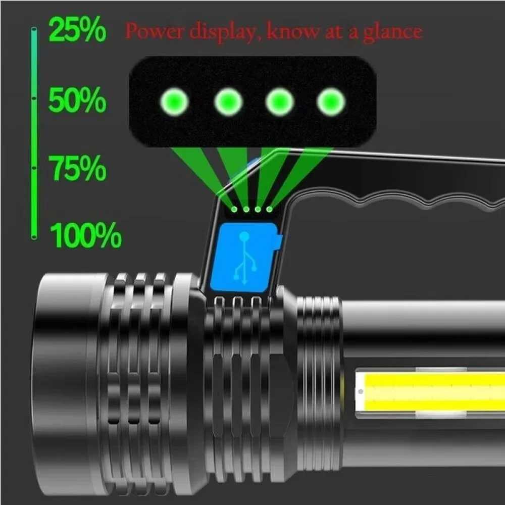 GGbingo 2KM LED USB Rechargeable Flashlight Portable Long Distance Waterproof Torch for Fishing Hunting Camping M251117