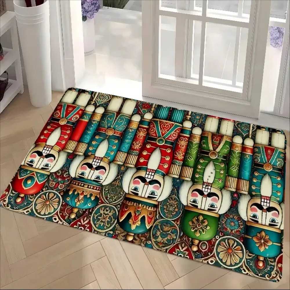 VIKAMA Christmas Nutcracker Non-Slip Door Mat - Indoor Welcome Rug for Living Room Bedroom Entrance Home DecorM251117