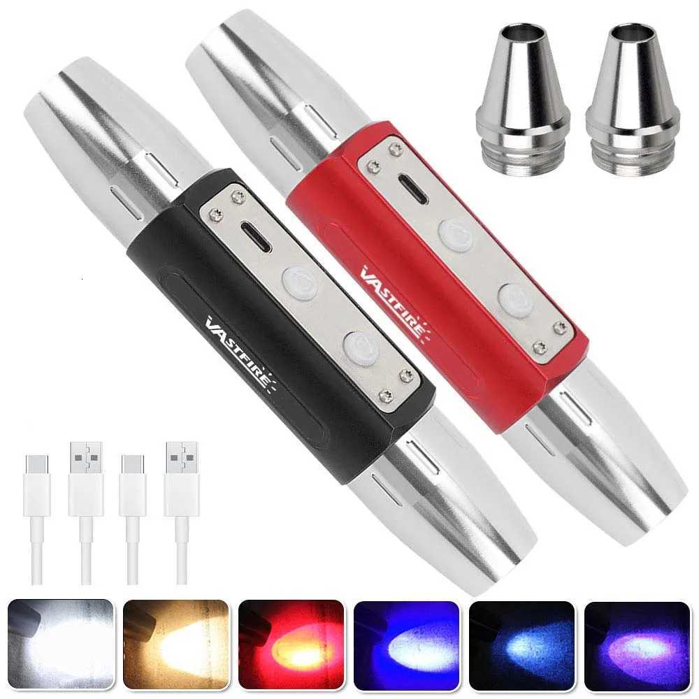 6-in-1 LED Flashlight Jade Detector Light White Yellow RED UV 365nm/395nm USB charging Jewelry Jade Stone Pet Stains Light Torch M251117