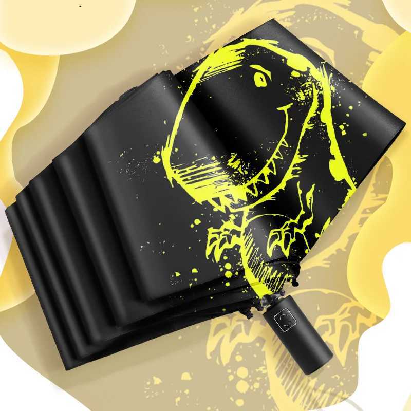 Fully automatic dinosaur rain and rain dual-use umbrella anime printed graffiti umbrella sunscreen vinyl folding umbrella C251117
