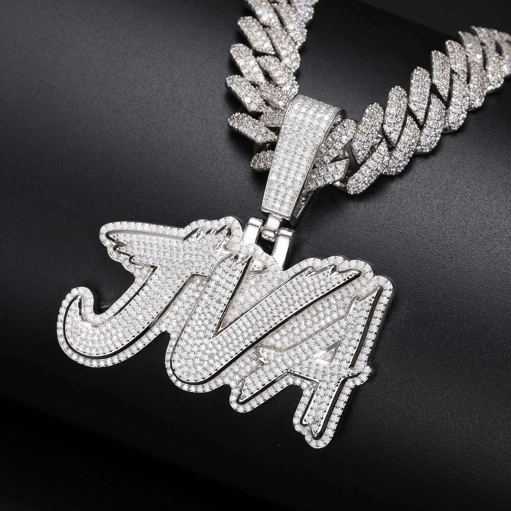 Fine New Sier Moissanite Classic Letters Pendant Punk Hiphop/Rock For Men Hip Hop Jewelry gemstone pendants