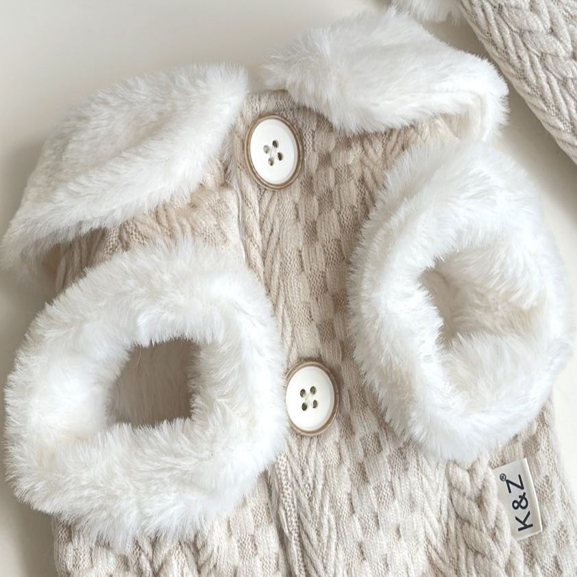 Fleece Collar Cable Knit Pet Vest for Small Dogs (Bichon, Maltese), Warm Winter Pet Sweater with Label Detail, Soft Comfortable Pet Apparel,Fashionabl - view 4