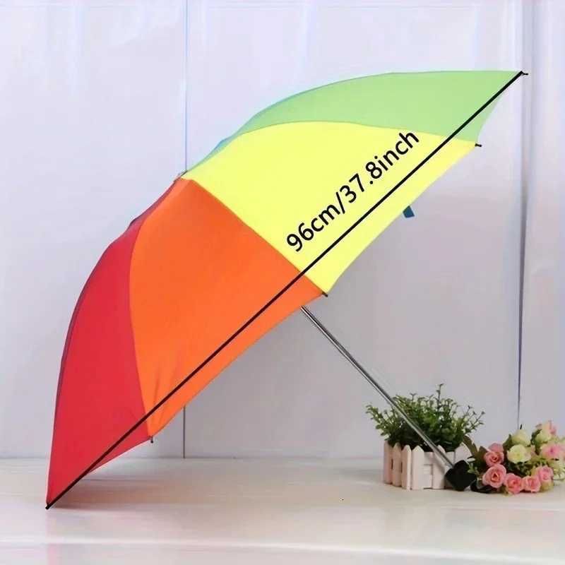 1pc - Rainbow Wonder - Portable Three- fold Umbrella with Short Handle Foldable Design for Effortless Style and Protection C251117