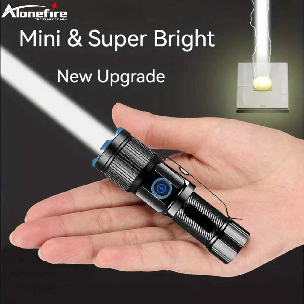 Zoom White Beam Light Long Distance Mini Flashlight Type-C Usb Rechargeable Portable Pocket Torch Home Outdoor 16340 Battery M251117