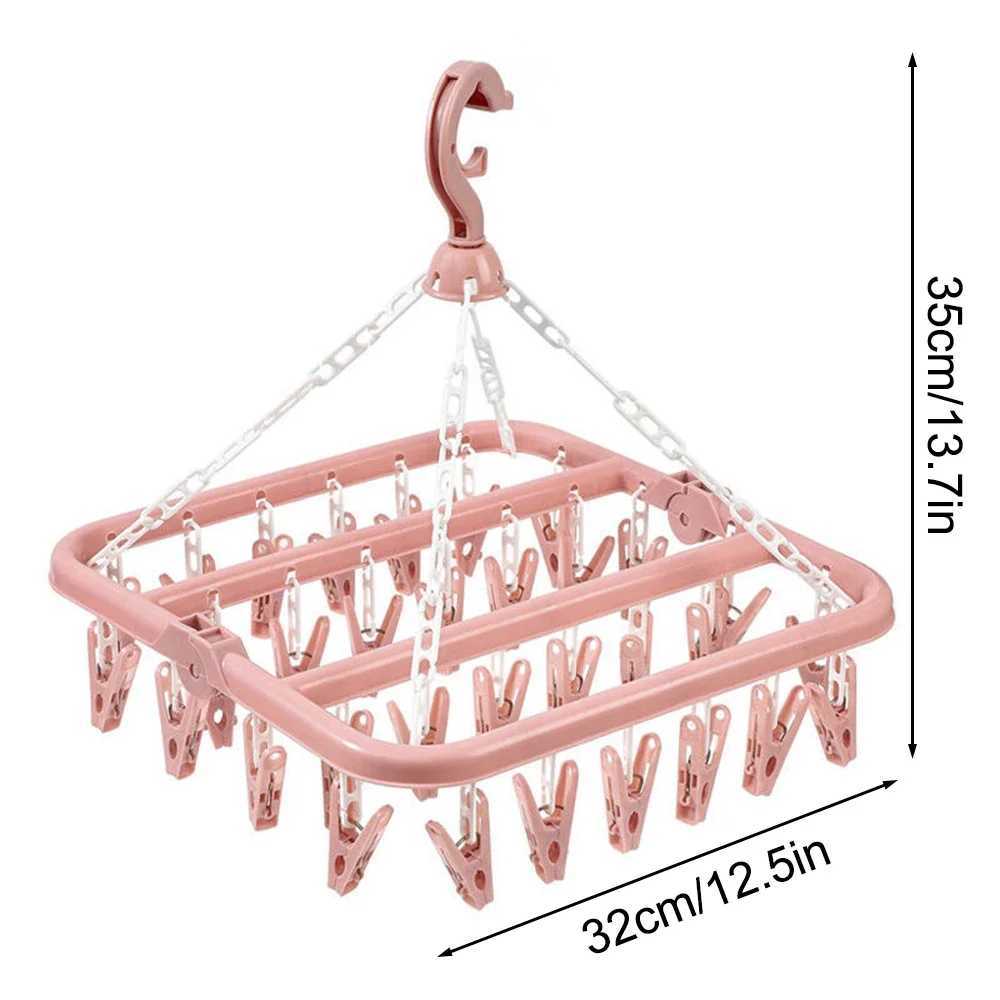 32-clips Folding Hangers Multi-Functional Windproof Socks Clip Drying Hangers Household Organizers Storage Plastic Clothing Clip C251117
